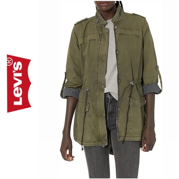 Levi's Women's Legacy Cotton Lightweight Fishtail Anorak Jacket New Army Green M - Picture 1 of 11
